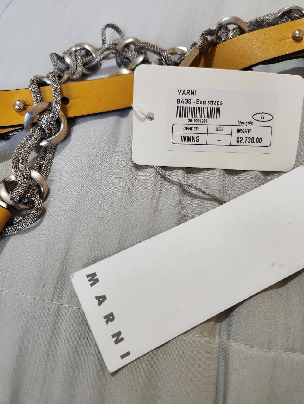 Authentic Marni Two Tone Leather Bag Strap Marigold NWT - Picture 4 of 9